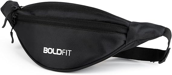 Boldfit Waist Bag for Men Travel Bag for Men Chest Bag for Men Travel Fanny Pack for Men Waist Bag for Women Side Bag for Men Travel Accessories/Pouch/Hand Purse. Mobile Bag/Money Bag - Black
