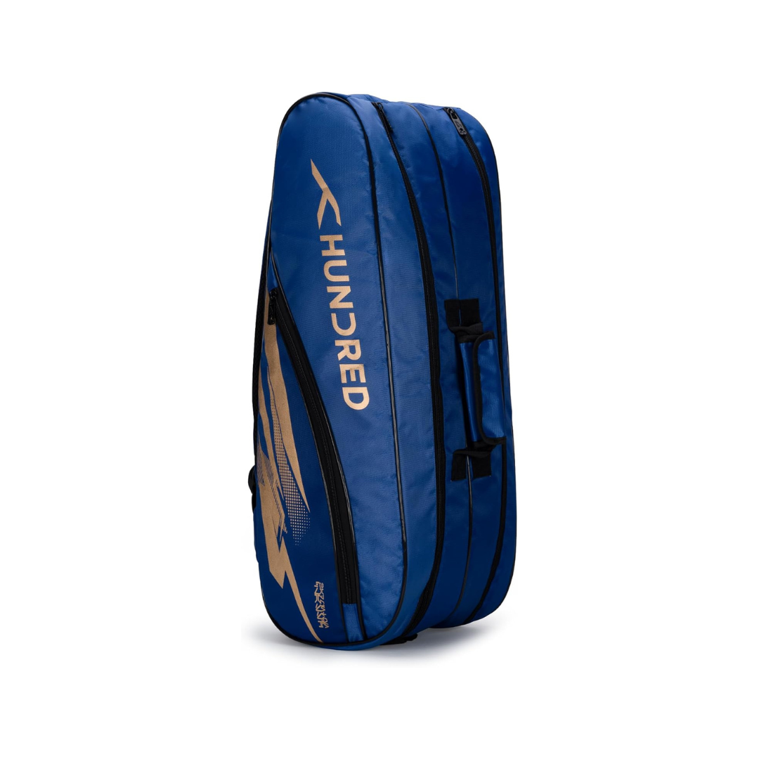 Hundred Cosmo gear Badminton Kit-bag (Black,Navy,Royal Blue,Red,Teal Green, Black/Royal Blue, Black/Red Size: Large) | Double Zipper | Bag with Front Zipper Pocket | Material: Polyester| Padded Back Straps | Easy-Carry Handle