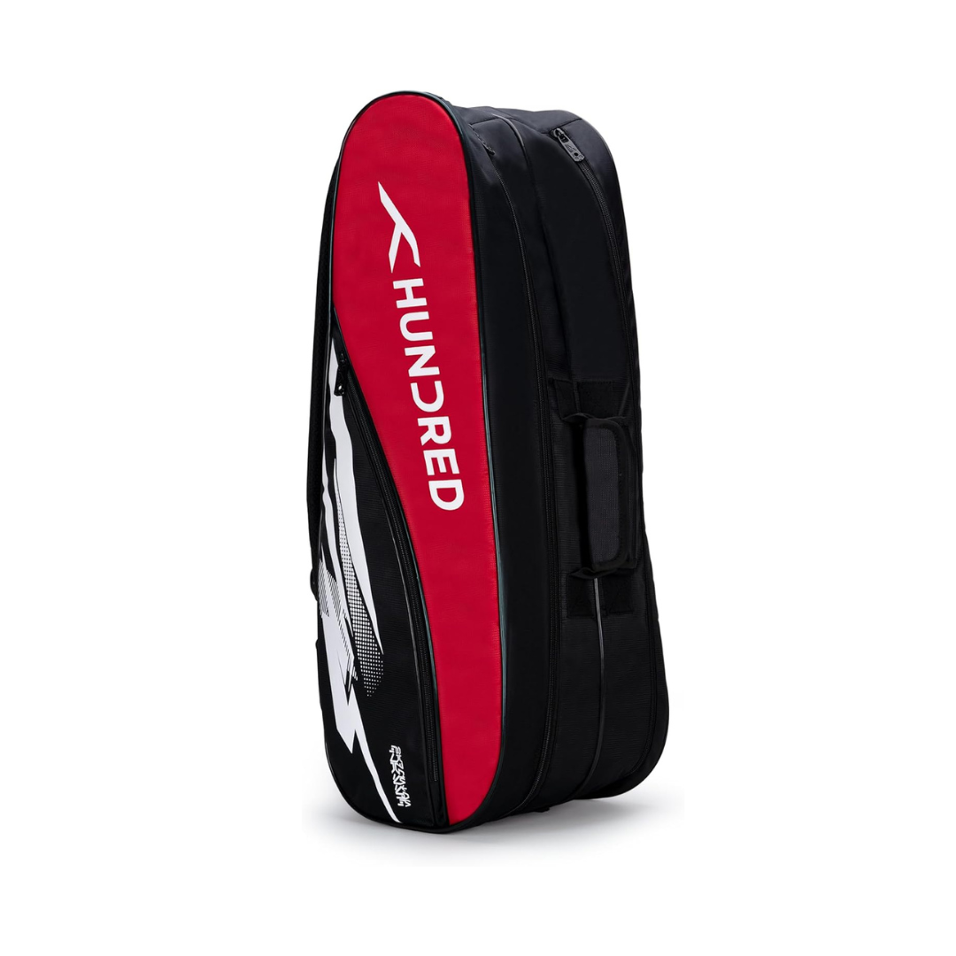 Hundred Cosmo gear Badminton Kit-bag (Black,Navy,Royal Blue,Red,Teal Green, Black/Royal Blue, Black/Red Size: Large) | Double Zipper | Bag with Front Zipper Pocket | Material: Polyester| Padded Back Straps | Easy-Carry Handle