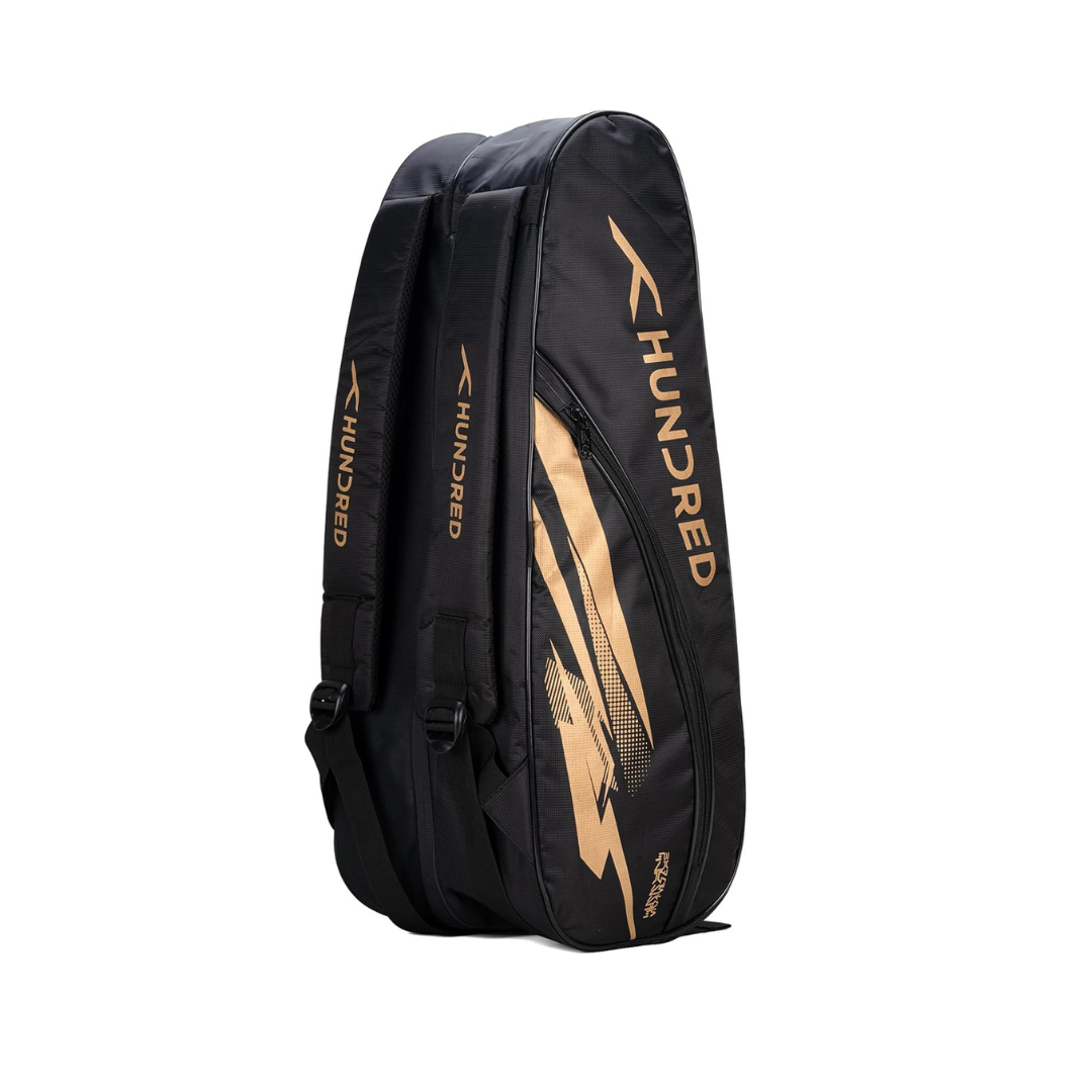 Hundred Cosmo gear Badminton Kit-bag (Black,Navy,Royal Blue,Red,Teal Green, Black/Royal Blue, Black/Red Size: Large) | Double Zipper | Bag with Front Zipper Pocket | Material: Polyester| Padded Back Straps | Easy-Carry Handle