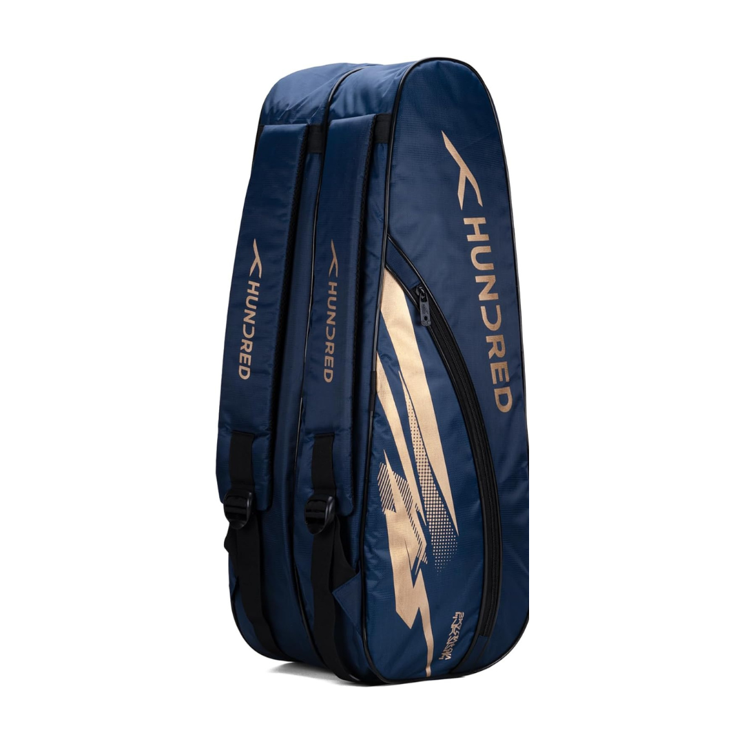 Hundred Cosmo gear Badminton Kit-bag (Black,Navy,Royal Blue,Red,Teal Green, Black/Royal Blue, Black/Red Size: Large) | Double Zipper | Bag with Front Zipper Pocket | Material: Polyester| Padded Back Straps | Easy-Carry Handle