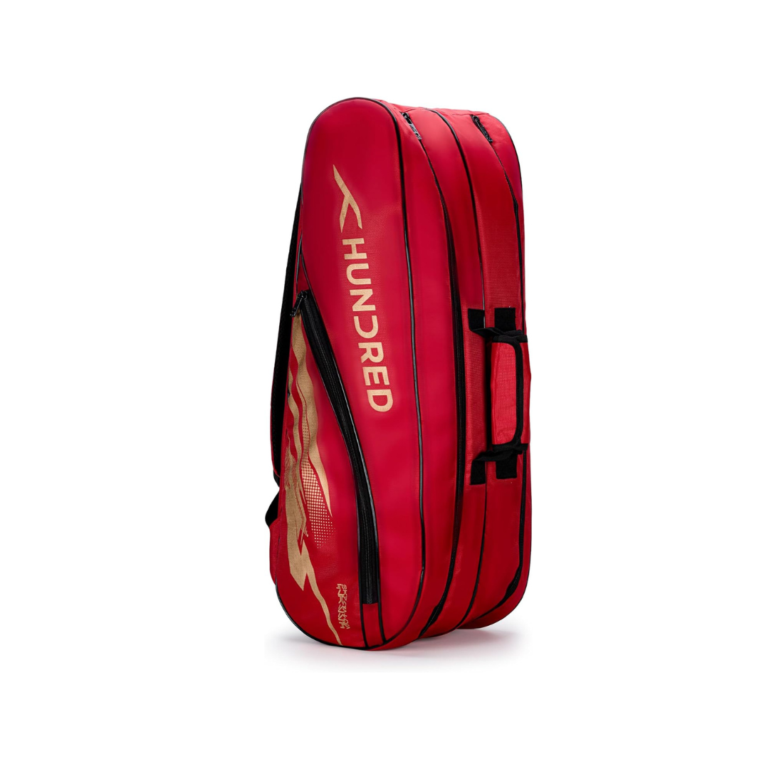 Hundred Cosmo gear Badminton Kit-bag (Black,Navy,Royal Blue,Red,Teal Green, Black/Royal Blue, Black/Red Size: Large) | Double Zipper | Bag with Front Zipper Pocket | Material: Polyester| Padded Back Straps | Easy-Carry Handle