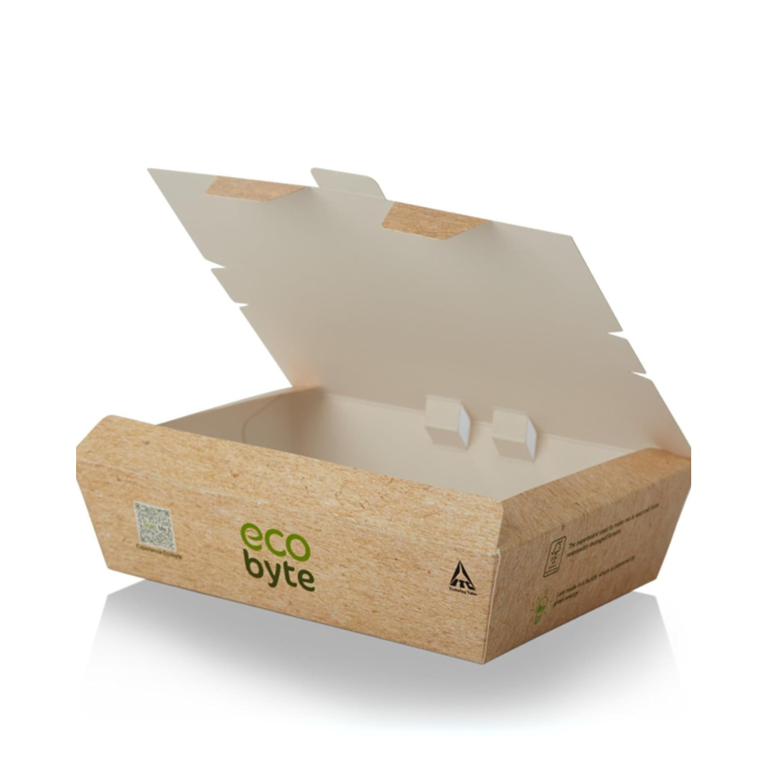 EcoByte ITC Clamshell Lunch Box, 37 oz , Pack of 25 | Kraft Containers for Serving Full Meals or Combos | Designed for Food Delivery and Meal Services