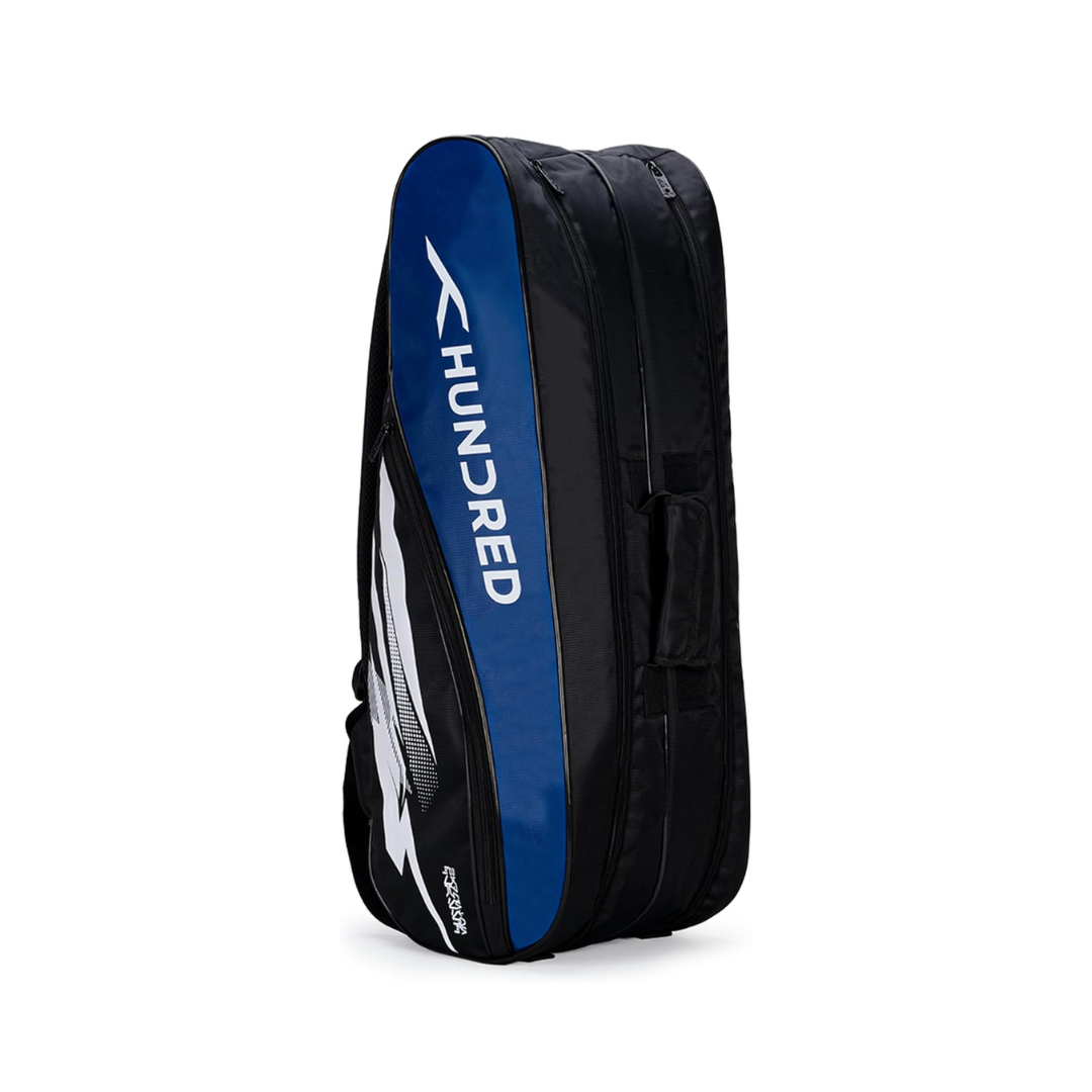 Hundred Cosmo gear Badminton Kit-bag (Black,Navy,Royal Blue,Red,Teal Green, Black/Royal Blue, Black/Red Size: Large) | Double Zipper | Bag with Front Zipper Pocket | Material: Polyester| Padded Back Straps | Easy-Carry Handle