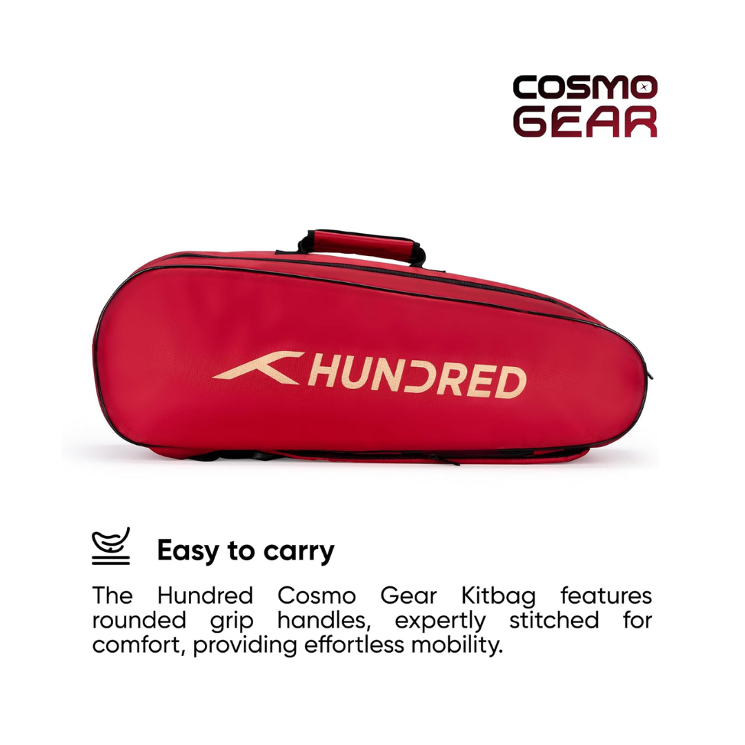 Hundred Cosmo gear Badminton Kit-bag (Black,Navy,Royal Blue,Red,Teal Green, Black/Royal Blue, Black/Red Size: Large) | Double Zipper | Bag with Front Zipper Pocket | Material: Polyester| Padded Back Straps | Easy-Carry Handle