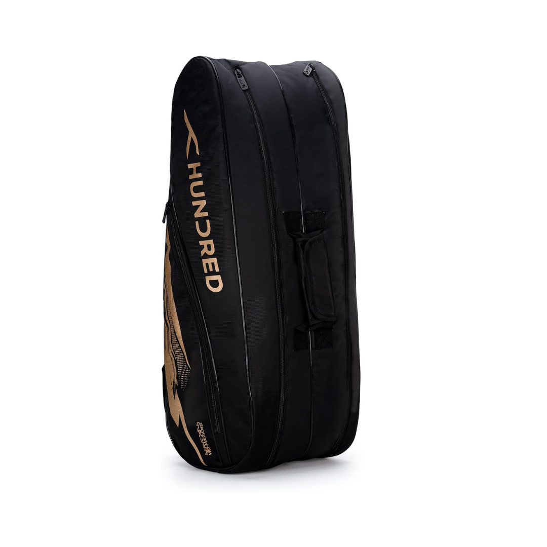 Hundred Cosmo gear Badminton Kit-bag (Black,Navy,Royal Blue,Red,Teal Green, Black/Royal Blue, Black/Red Size: Large) | Double Zipper | Bag with Front Zipper Pocket | Material: Polyester| Padded Back Straps | Easy-Carry Handle