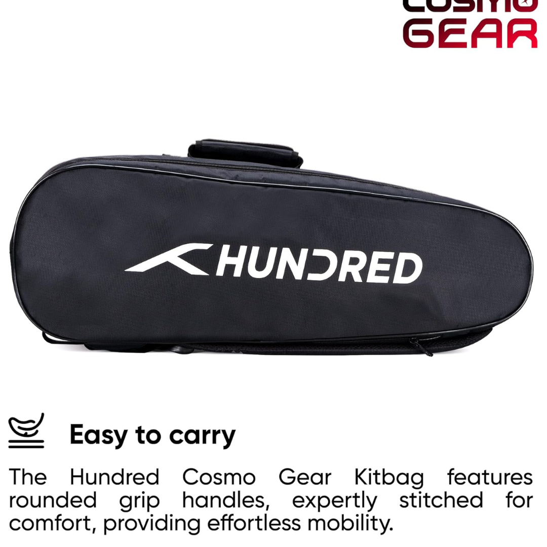 Hundred Cosmo gear Badminton Kit-bag (Black,Navy,Royal Blue,Red,Teal Green, Black/Royal Blue, Black/Red Size: Large) | Double Zipper | Bag with Front Zipper Pocket | Material: Polyester| Padded Back Straps | Easy-Carry Handle