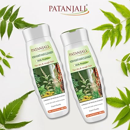 patanjali Kesh Kanti Milk Protein Hair Cleanser Shampoo, 200ml / 6.8 fl oz - (Pack of 2)