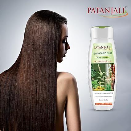patanjali Kesh Kanti Milk Protein Hair Cleanser Shampoo, 200ml / 6.8 fl oz - (Pack of 2)