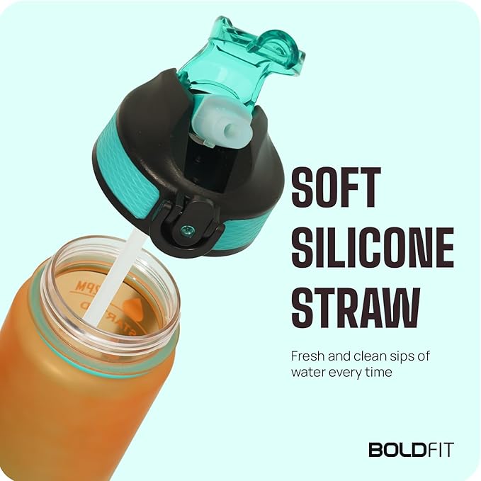 Boldfit Sipper Bottle for Adults - Water Bottle with Motivational Time Markers for Kids, School Boys, Girls, Sports Water Bottles for Gym with Measurement BPA Free Water Bottles