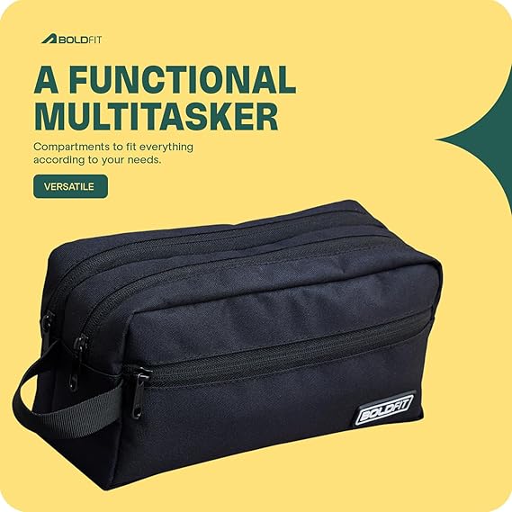 Boldfit Toiletry Bag for Men Toiletry Bag for Women Makeup Pouch, Travel Essentials Travel Organizer Makeup Bag Travel Pouch for Men for Travel Accessories Travel Kit for Toiletries, Wash Bag - Black,