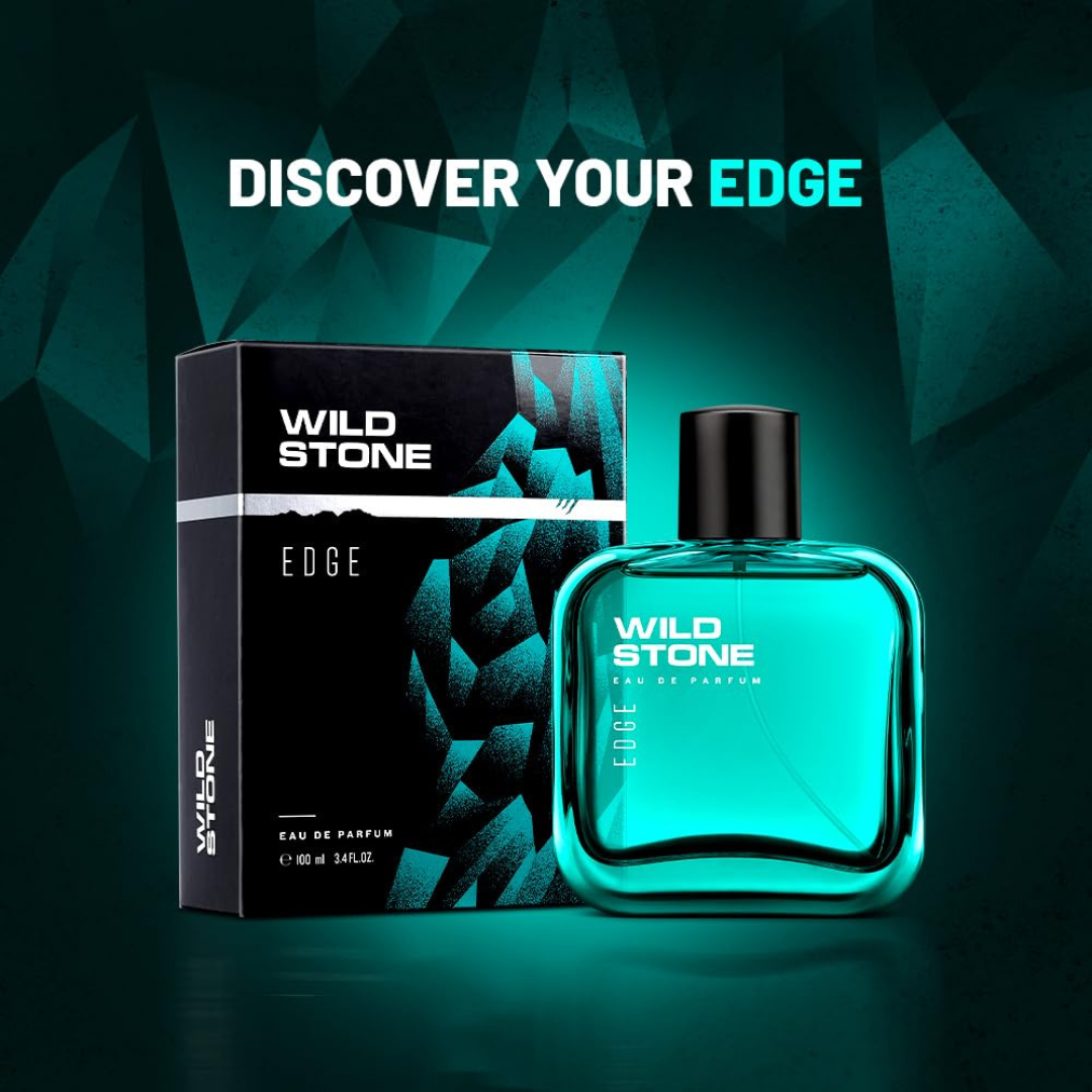 Wild Stone Edge EDP Perfume for Men, 3.38oz| Notes of Lemon ,Green and Artemisia | Eau De Parfum |Fragrance for Modern Lifestyle | Ideal Gift for Him | Active Lifestyle