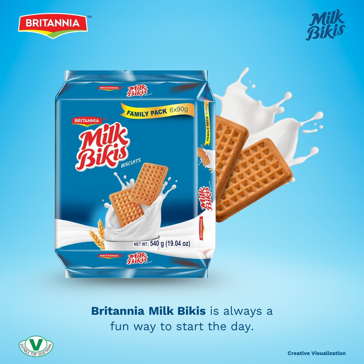 Britannia Milk Bikis Biscuits 19.04oz (540g) | Crunchy Milk Cream Biscuits – Kids’ Favorite Snack for Breakfast & Tea Time