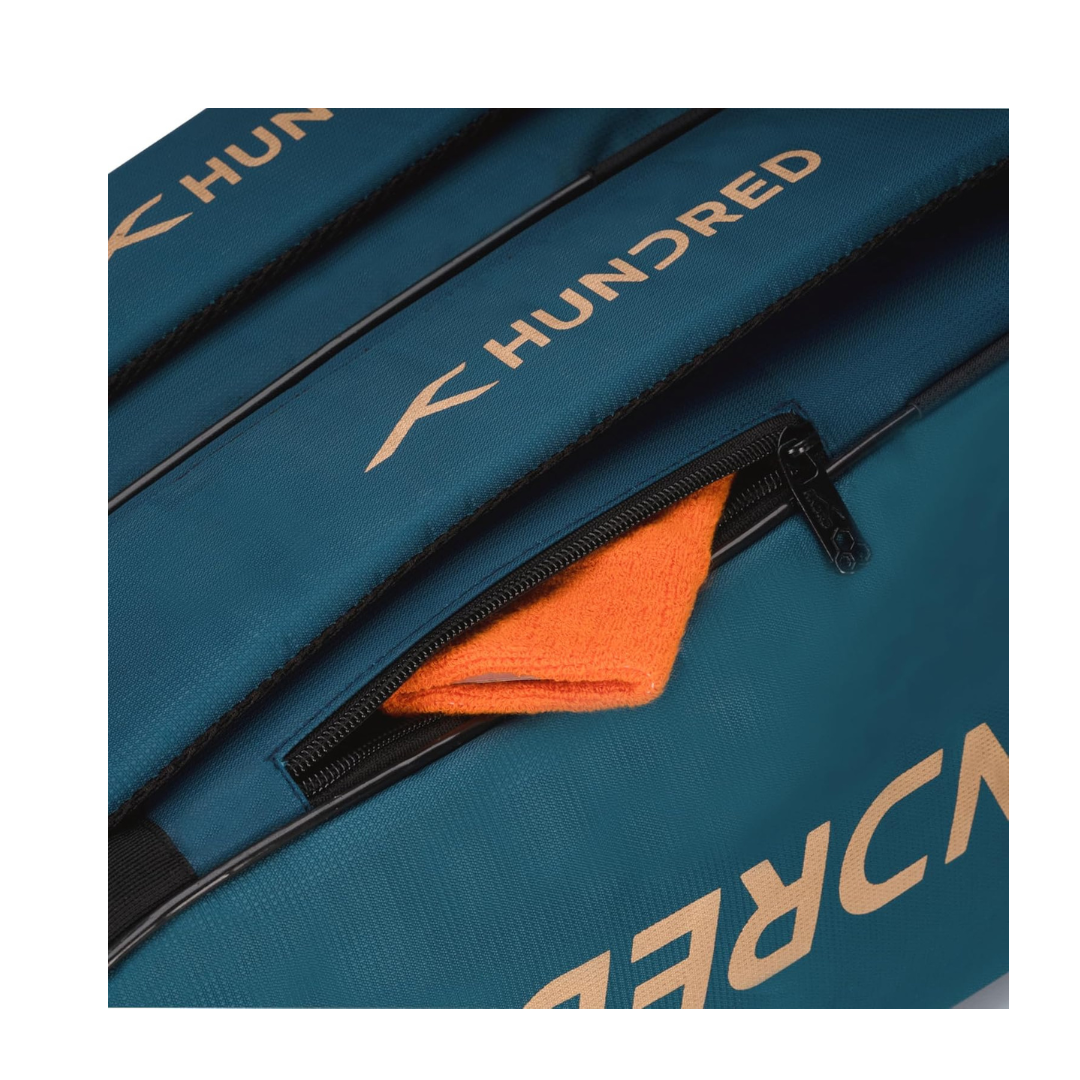 Hundred Cosmo gear Badminton Kit-bag (Black,Navy,Royal Blue,Red,Teal Green, Black/Royal Blue, Black/Red Size: Large) | Double Zipper | Bag with Front Zipper Pocket | Material: Polyester| Padded Back Straps | Easy-Carry Handle