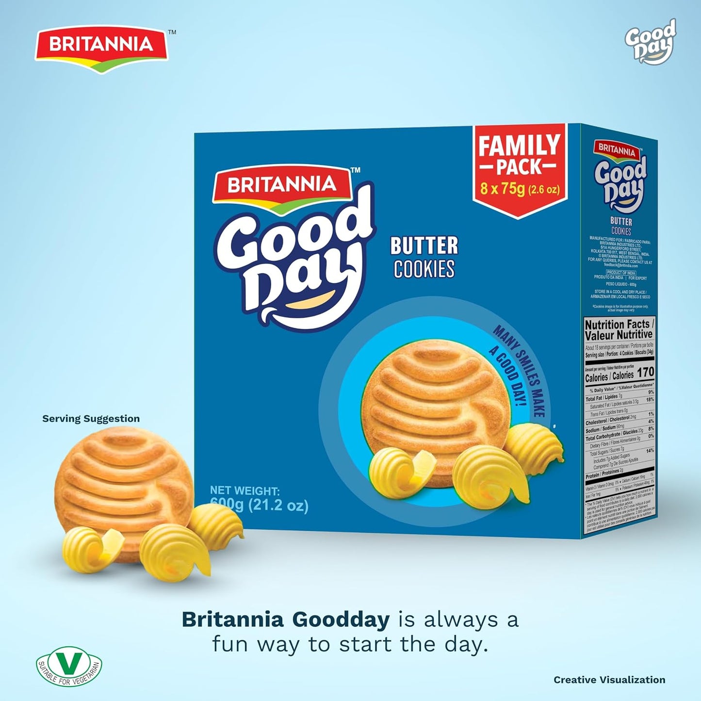 Britannia Good Day Butter Cookies 600g (21.16 oz) Family Pack | Crispy Butter Biscuits for Tea, Snacks & Parties