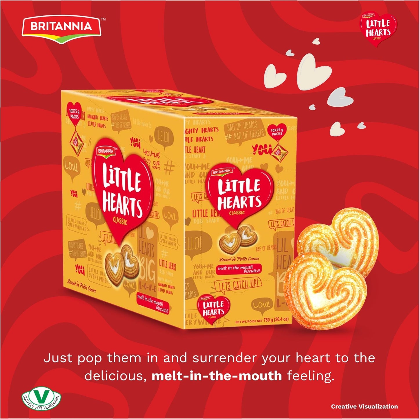 Britannia Little Hearts Biscuits 26.4oz (750g) | Soft and Delicious Biscuits |Kids Favorite Cookies