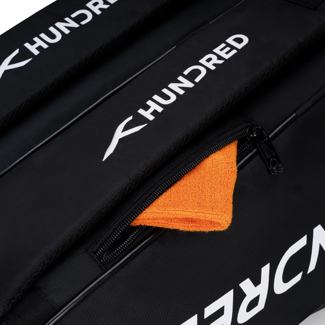Hundred Cosmo gear Badminton Kit-bag (Black,Navy,Royal Blue,Red,Teal Green, Black/Royal Blue, Black/Red Size: Large) | Double Zipper | Bag with Front Zipper Pocket | Material: Polyester| Padded Back Straps | Easy-Carry Handle