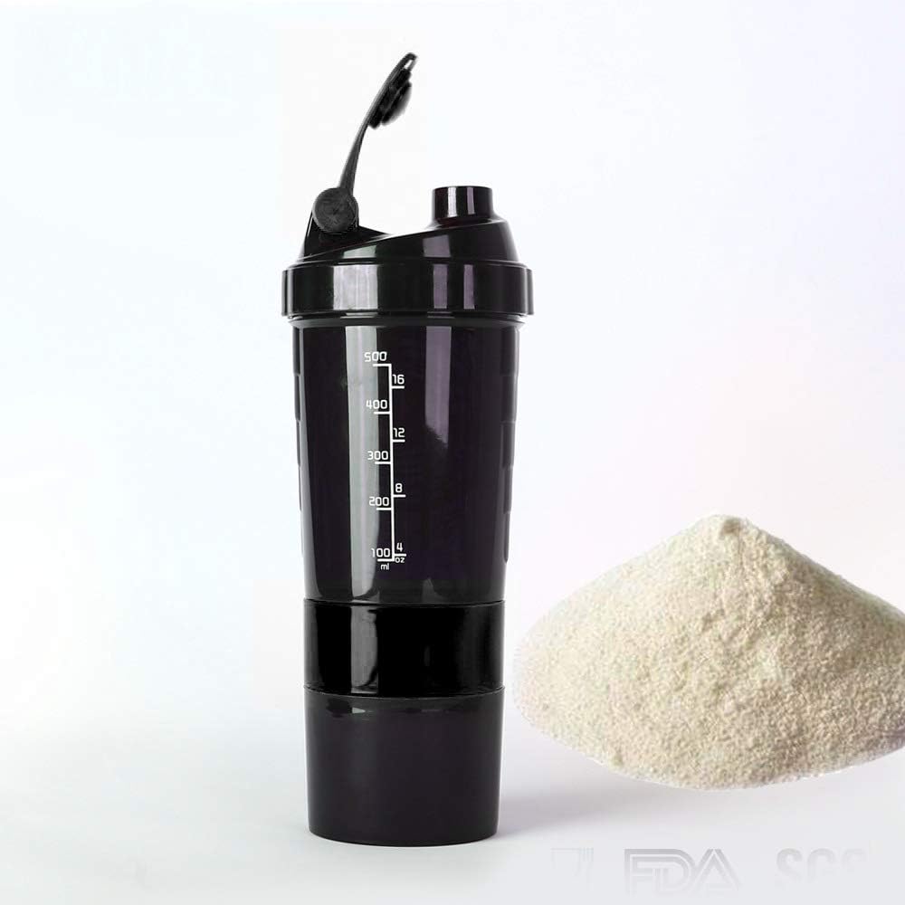 Boldfit Spider Gym Shaker Bottle, Shakers for Protein Shake with 2 Storage Compartment Gym protein shaker for workout (High Density Polyethylene, Pack of 1, Black)
