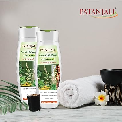 patanjali Kesh Kanti Milk Protein Hair Cleanser Shampoo, 200ml / 6.8 fl oz - (Pack of 2)