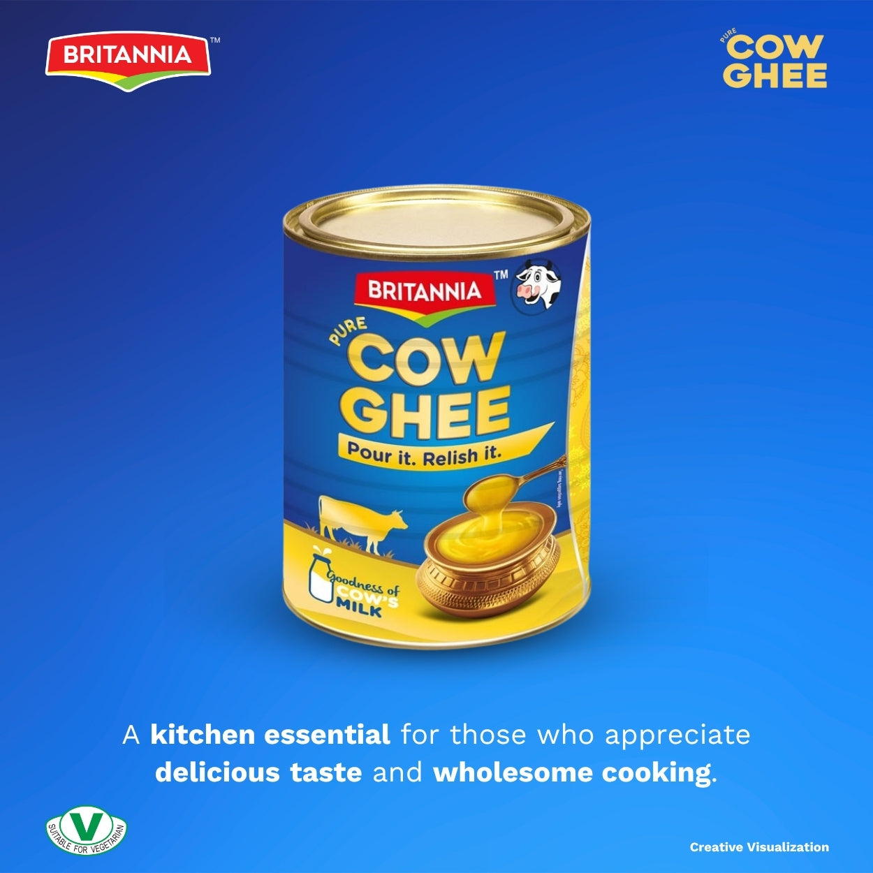 Britannia Pure Ghee Traditional Clarified Butter Rich Aroma & Flavor Ideal for Cooking, Baking & Frying 32oz (907g) Pack of 1