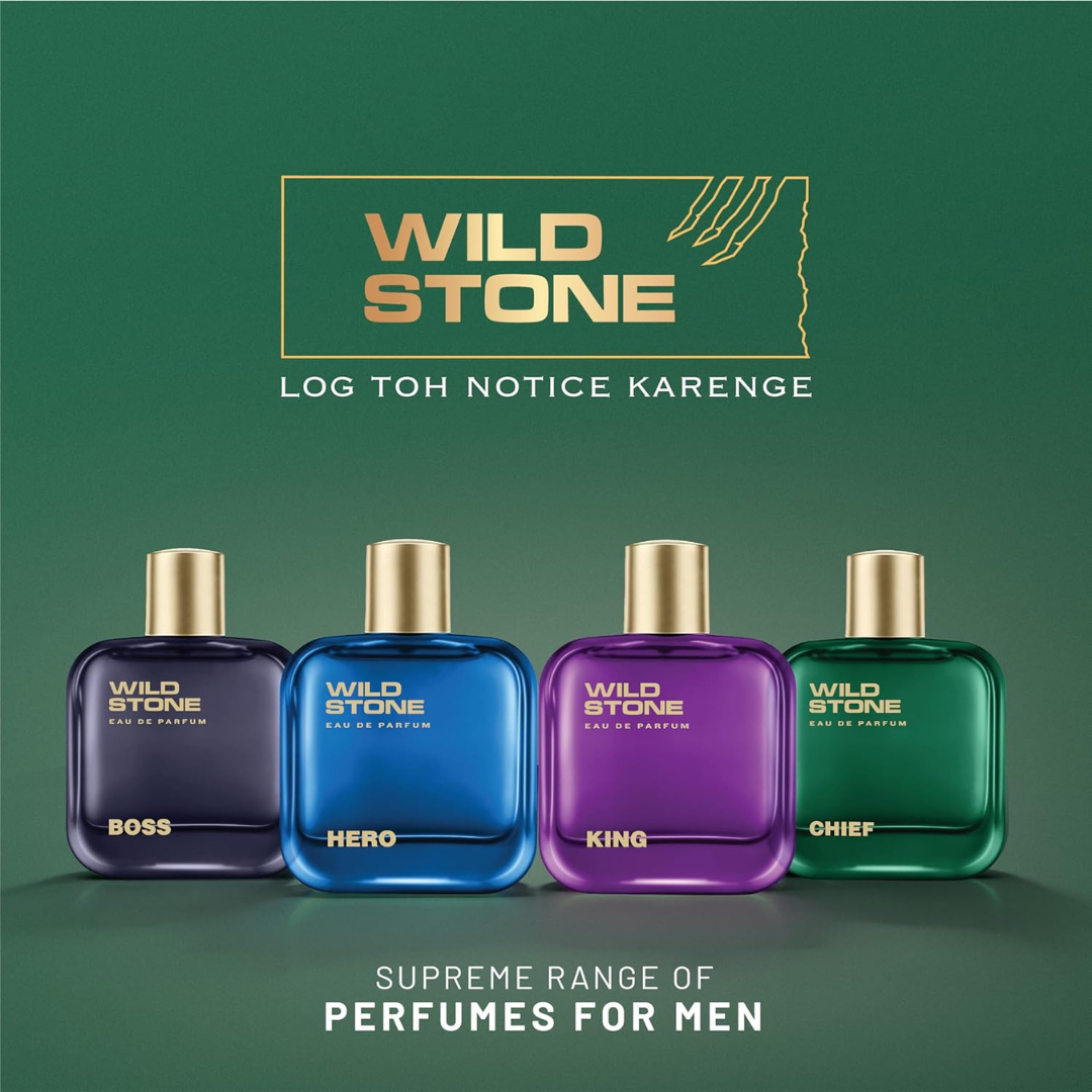 Wild Stone Chief Perfume for Men, 3.38oz | Notes of Rose, Cardamom, and Juniper | Long Lasting Fragrance | Best Gift for Him | Perfume for Men |Active Lifestyle | Gift for Men