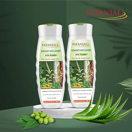patanjali Kesh Kanti Milk Protein Hair Cleanser Shampoo, 200ml / 6.8 fl oz - (Pack of 2)