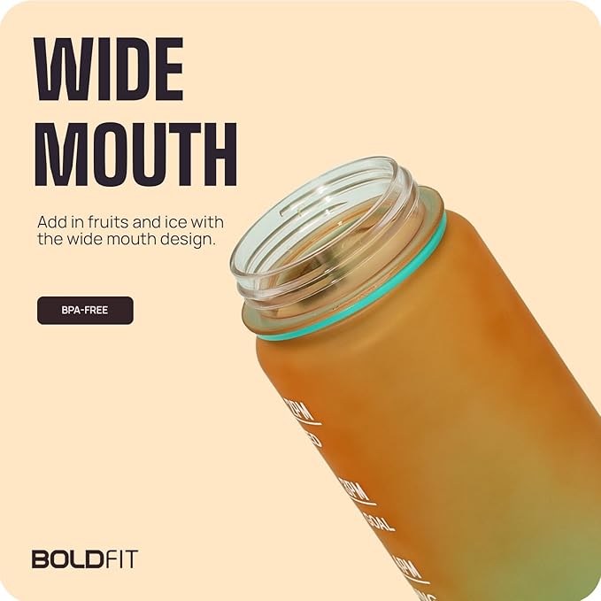 Boldfit Sipper Bottle for Adults - Water Bottle with Motivational Time Markers for Kids, School Boys, Girls, Sports Water Bottles for Gym with Measurement BPA Free Water Bottles