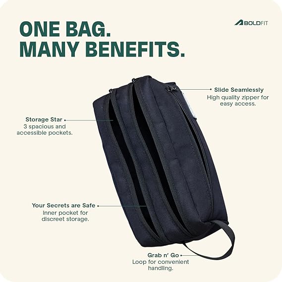 Boldfit Toiletry Bag for Men Toiletry Bag for Women Makeup Pouch, Travel Essentials Travel Organizer Makeup Bag Travel Pouch for Men for Travel Accessories Travel Kit for Toiletries, Wash Bag - Black,