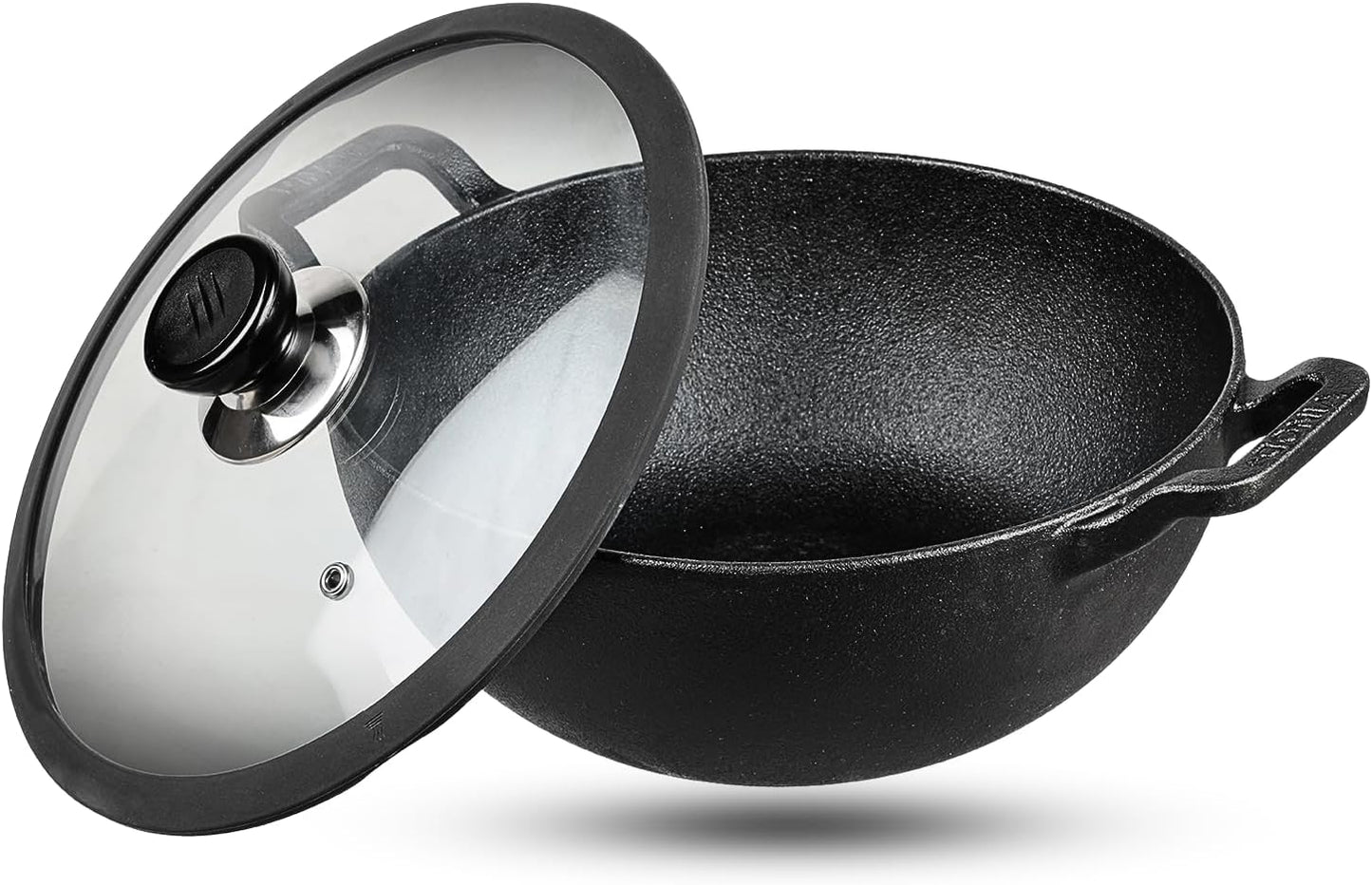 Vinod Legacy Pre Seasoned Cast Iron Kadai with Glass Lid - 81 oz , 8 inches | Naturally Non Stick Kadhai for Cooking | 100% Pure | Toxin Free | Safety Sleeve | Rust Proof
