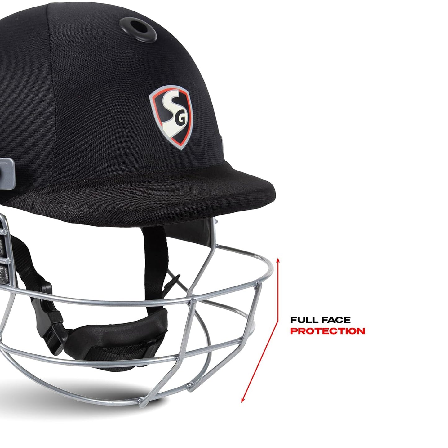 SG Blazetech Cricket Helmet | Black | Small | Polypropylene, Polystyrene | Adult/Teen | Lightweight Shell | Adjustable Steel Visor | High Impact Resistance | EVA Foam Pads | Sweat-Absorbing Mesh