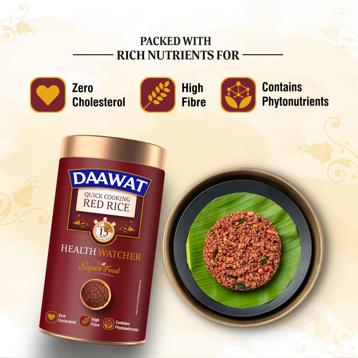 DAAWAT Quick Cooking Red Rice | 1Kg Pack | High in Fibre | Cooks in 15 Minutes | Whole Grain & Gluten-Free | Ideal for Healthy Meals