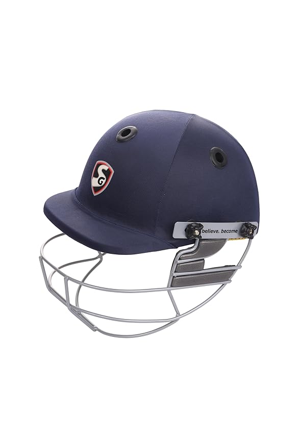 SG Blaze Tech Cricket Helmet | Navy Blue | X-Large | Polypropylene | Adult | Lightweight | High-Density EVA Lining | Adjustable Strap | 6 Vent Grill | Ventilated for Comfort & Cooling