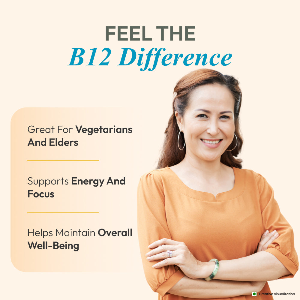 Patanjali Nutrela Vitamin B12 Supplement | 22.5 mcg Capsules for Energy, Focus & Nerve Support | Vegetarian | 120 Capsules