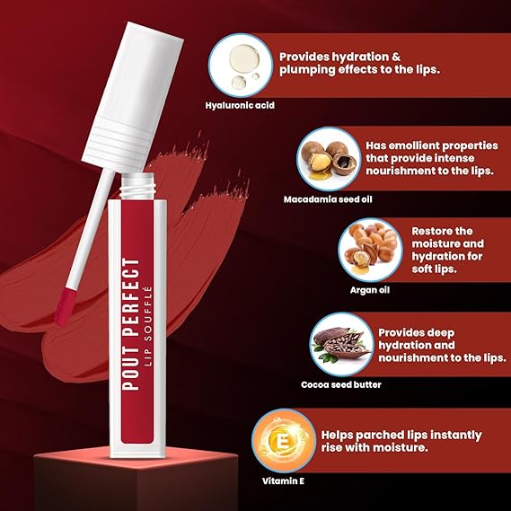 USA Pout Perfect Lip Souffle – Sugar Plum 03 | Soft Matte Finish, Lightweight & Long-Lasting Lip Color – Smooth Application and Comfortable Wear