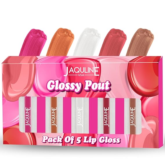 USA Glossy Pout Lip Gloss | Pack of 5 (1.2ml Each) | Long-Lasting Hydration, Smooth Texture & Moisturizing Formula for Soft, Shiny Lips
