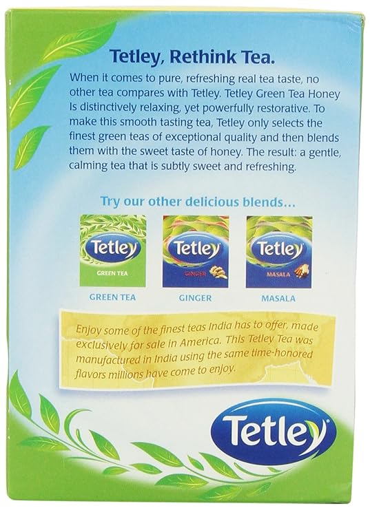 Tetley Green Tea Honey | 72 Tea Bags | Light and Refreshing Green Tea with Natural Honey Flavor – Antioxidant-Rich Wellness Drink | Ethically Sourced
