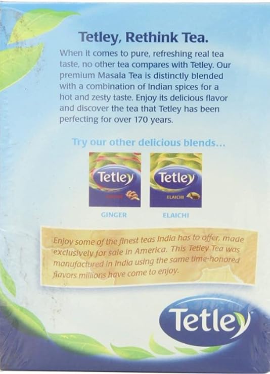 Tetley Masala Tea Bags | 72 Count | Spiced Black Tea with Authentic Indian Masala Blend – Bold and Aromatic Chai | Perfect for Milk Tea