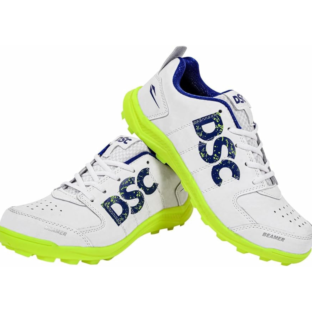 DSC Beamer Cricket Shoe for Men & BoYs (Light Weight | Economical | Durable | Fluro Yellow-white