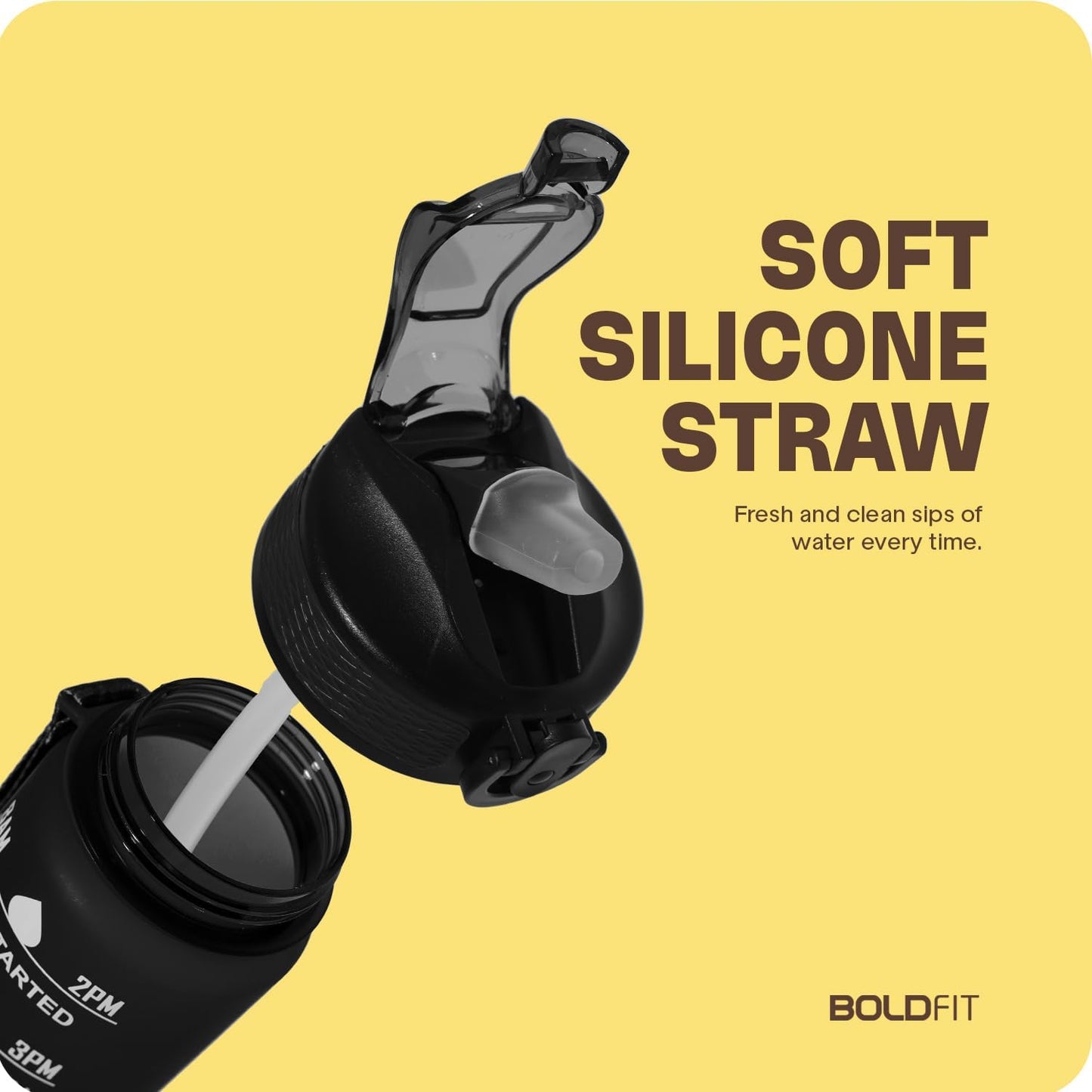 Boldfit Sipper Bottle for Adults - Water Bottle with Motivational Time Markers for Kids, School Boys, Girls, Sports Water Bottles for Gym with Measurement BPA Free Water Bottles