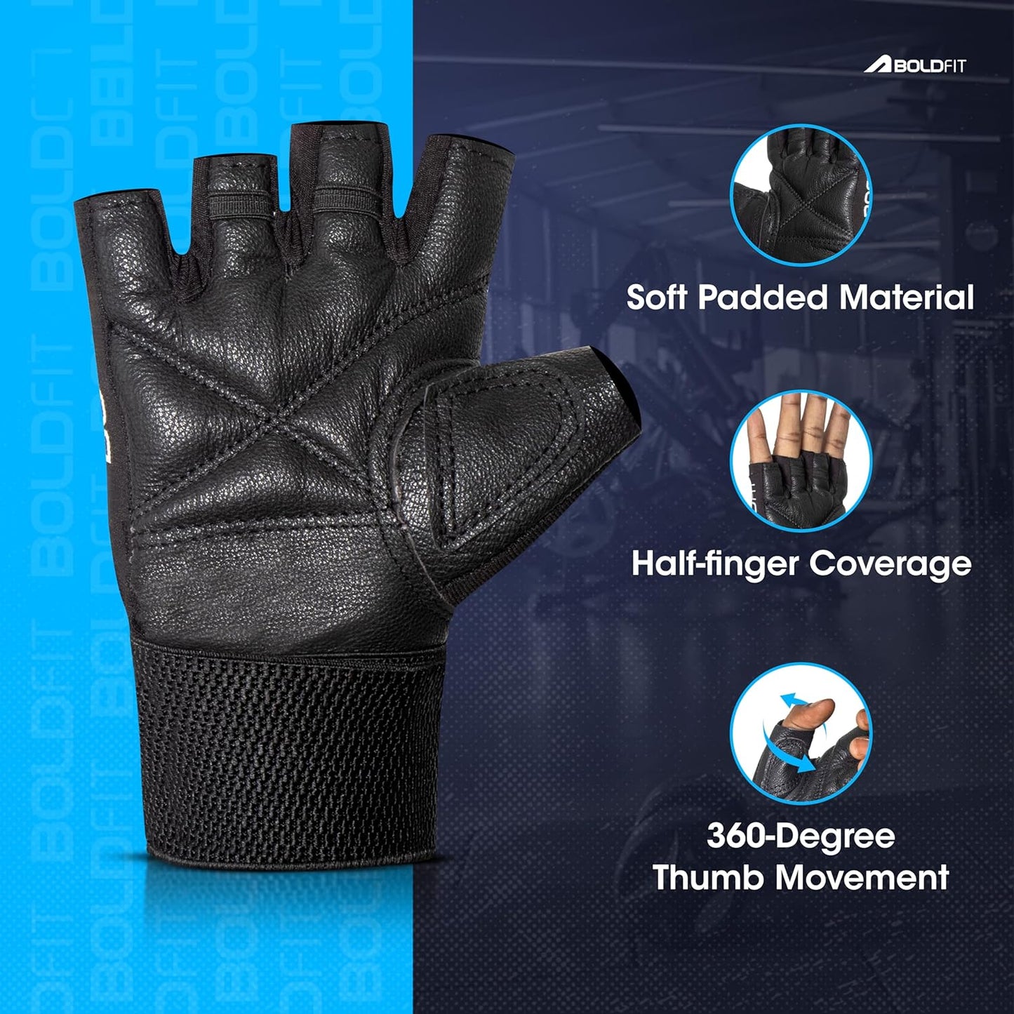 Boldfit Gym Gloves for Men & Women with Wrist Support Accessories for Weightlifting, Training, Exercise, Cycling Gloves, Bike Sports Gloves- Warrior -M, Polycotton Blend, Black(7.5" - 8")
