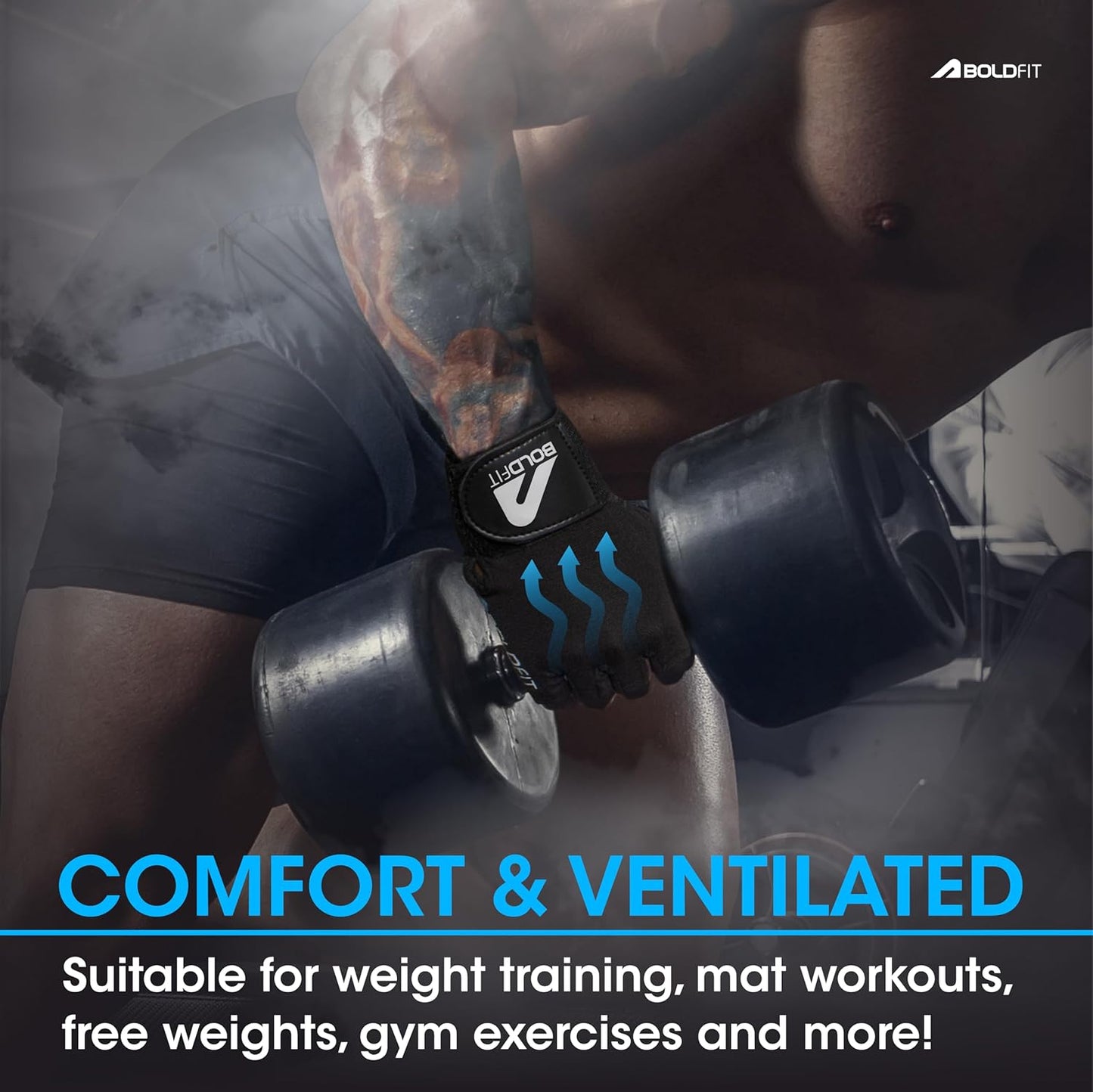 Boldfit Gym Gloves for Men & Women with Wrist Support Accessories for Weightlifting, Training, Exercise, Cycling Gloves, Bike Sports Gloves- Warrior -M, Polycotton Blend, Black(7.5" - 8")