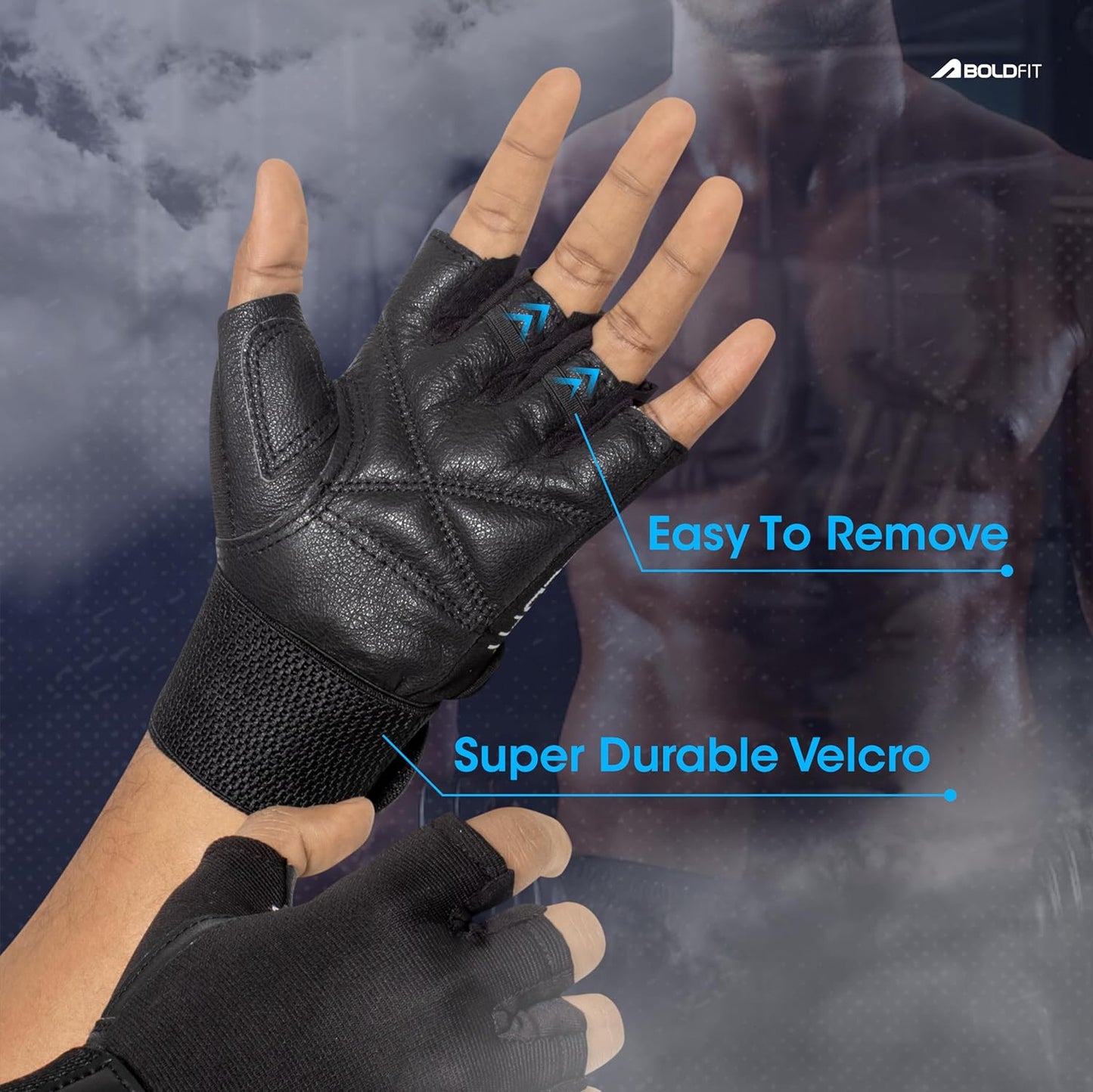 Boldfit Gym Gloves for Men & Women with Wrist Support Accessories for Weightlifting, Training, Exercise, Cycling Gloves, Bike Sports Gloves- Warrior -M, Polycotton Blend, Black(7.5" - 8")