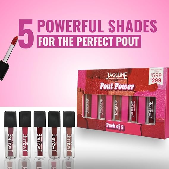 USA Pout Power Set of 5 Liquid Matte Lipsticks | Long-Lasting, Smudge-Proof & Highly Pigmented Shades – Comfortable All-Day Wear