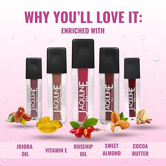 USA Pout Power Set of 5 Liquid Matte Lipsticks | Long-Lasting, Smudge-Proof & Highly Pigmented Shades – Comfortable All-Day Wear