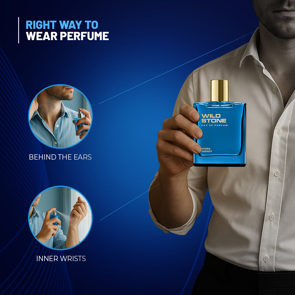Wild Stone Hydra Energy Long Lasting Perfume Spray for Men | Eau de Parfum (EDP) | 100 ml / 3.4 Fl oz | Refreshing Fragrances for Modern Man | Citrus & Aquatic Freshness | Gift-Ready