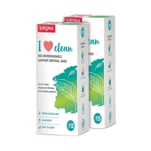 Sirona Personal Disposal Bags | 30 Count | Leak-Proof, Odor-Sealing & Oxo-Biodegradable Disposal Bags | Discreet Hygiene Bags for Sanitary Pads, Tampons, Panty Liners, Condoms & Personal Waste