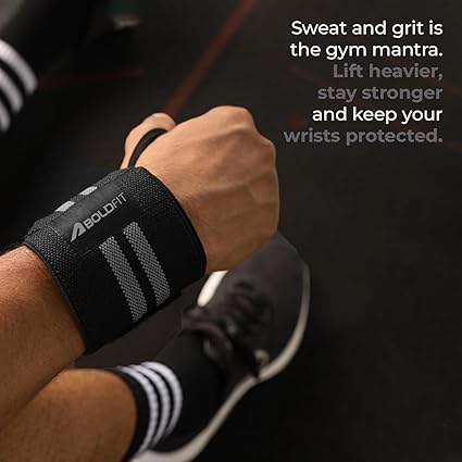 Boldfit Wrist Supporter for Gym Wrist Band for Men Gym & Women with Thumb Loop Straps - Wrist Wrap Gym Accessories for Men Hand Grip & Wrist Support Sports Straps for Gym