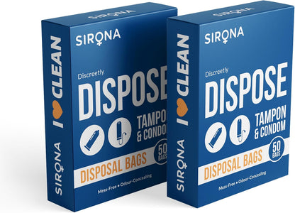 Sirona Condom & Tampon Disposal Bags | Leak-Proof, Odor-Locking Opaque Bags | Discreet Sanitary Disposal Bags for Tampons, Condoms & Small Personal Waste