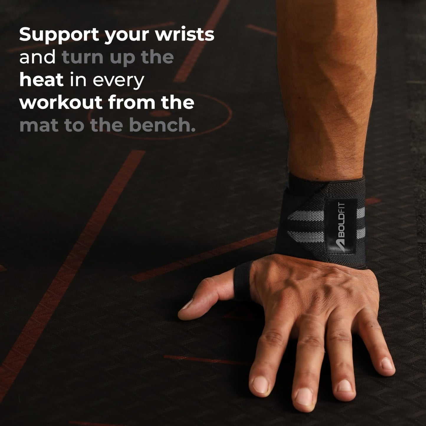 Boldfit Wrist Supporter for Gym Wrist Band for Men Gym & Women with Thumb Loop Straps - Wrist Wrap Gym Accessories for Men Hand Grip & Wrist Support Sports Straps for Gym