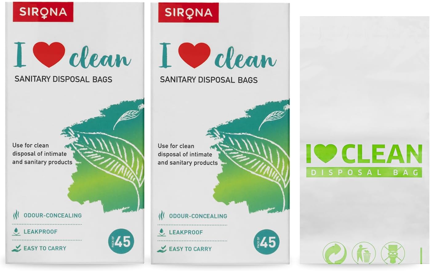 Sirona Personal Disposal Bags | Leak-Proof, Odor-Sealing & Oxo-Biodegradable Hygiene Disposal Bags | Discreet Bags for Sanitary Pads, Panty Liners, Tampons, Condoms & Personal Waste